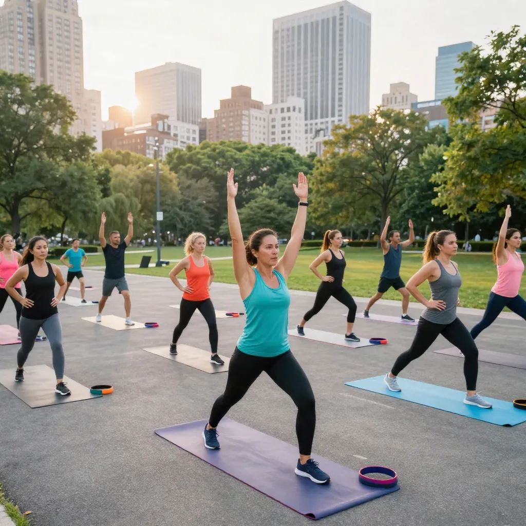 Outdoor fitness group training session