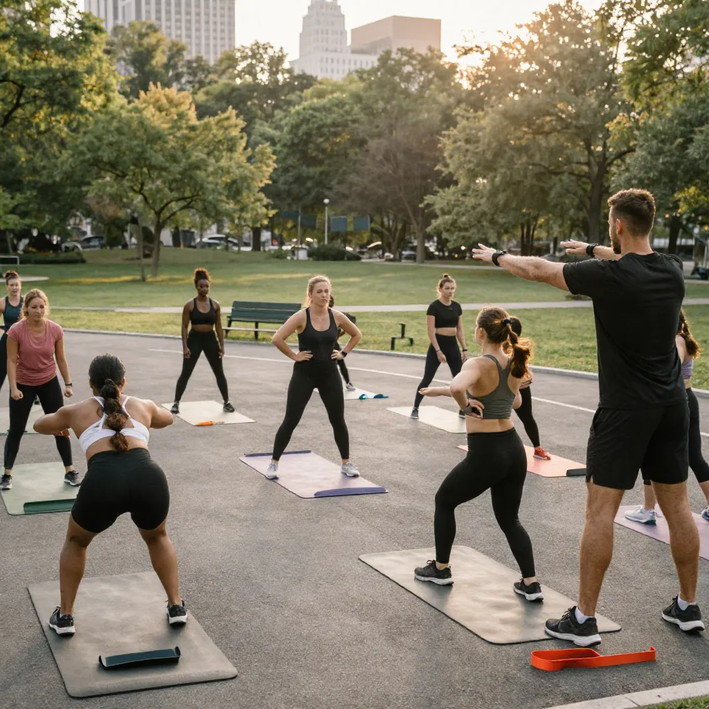Outdoor group fitness activity