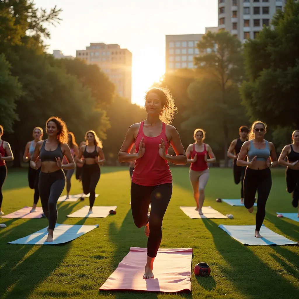 Fitness group training outdoors