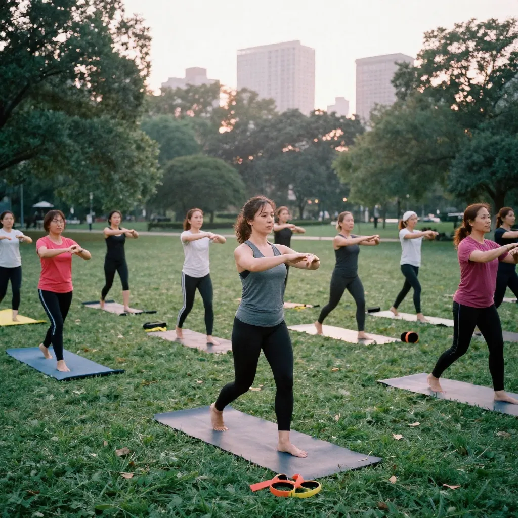 Outdoor group fitness activity